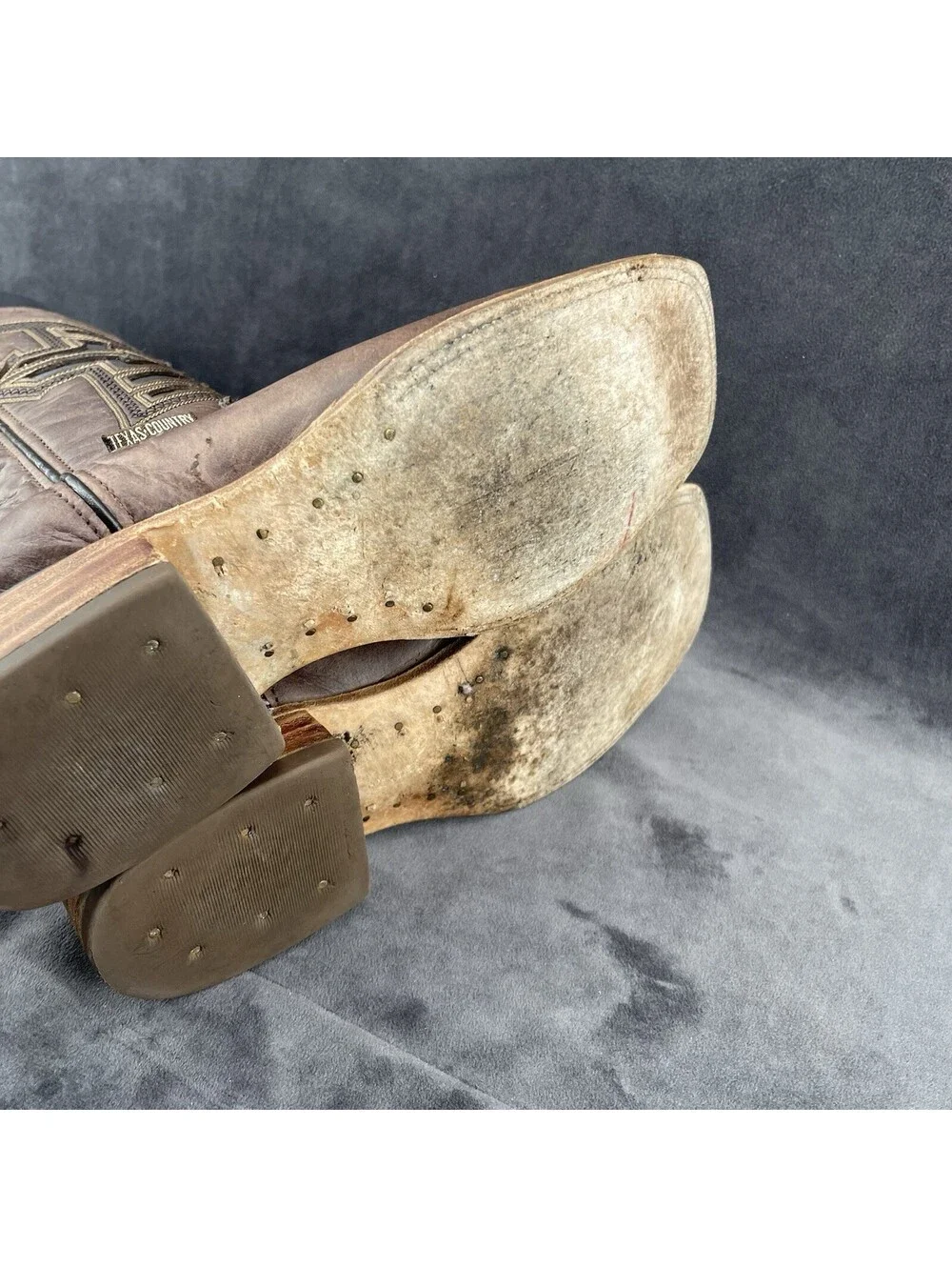Texas Country Men’s Brown Leather Western Cowboy Boots USA Size 7 D Square Toe